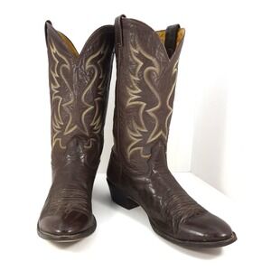 Nocona Boots Mens Western Cowboy Boots Dark Brown Leather Western Stitch‎ Sz 12